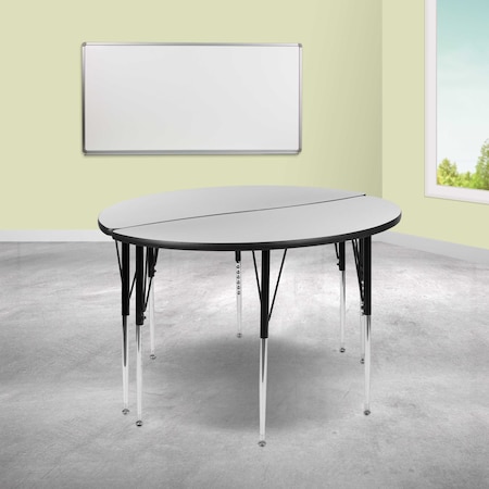 Flash Furniture Round 47.5 W, 48 L, 30.25 H, Chrome, Laminate, Particleboard, Steel, Grey XU-GRP-A48-HCIRC-GY-T-A-GG